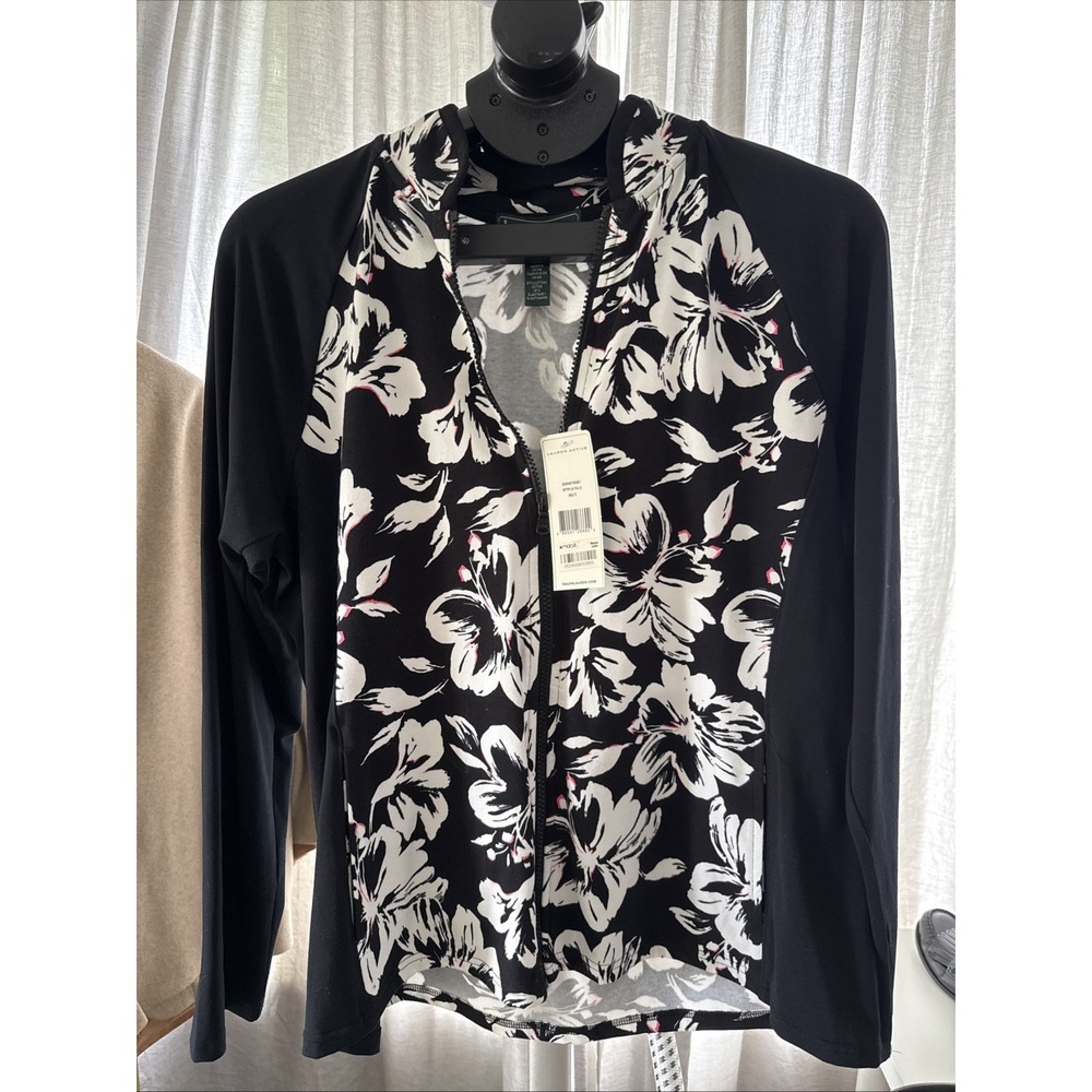 Ralph Lauren Active XL-RL Jacket Women's Black White Pink  Full Zip New